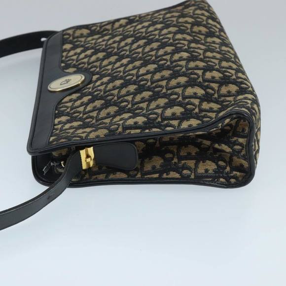 Christian Dior Trotter Canvas Clutch Bag Beige Navy Gold Auth 97851 - Picture 4 of 16